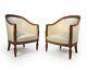 Pair Of Carved Pear-wood French Art Deco Armchairs, Antique, Vintage, Original