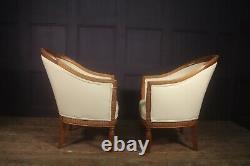 Pair of Carved Pear-wood French Art Deco Armchairs, antique, vintage, original