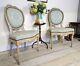 Pair Of Louis Xv Style Fauteuil Chairs Studded Edge Carved Back Frame Legs