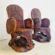 Pair Of Tree Trunk Carved American Eagle Armchairs