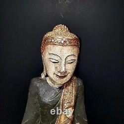 Pair of Vintage Thai Carved Gilt Wood Buddha Statues
