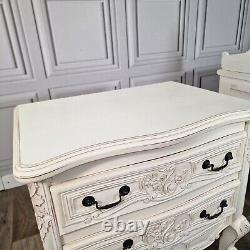 Pair x2 Antique French Louis Rococo Style Decorative Bedside Tables Drawers