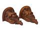 Rare Pair Huge 13 Walnut Wood Carved Wall Console French Church Rococo Shell