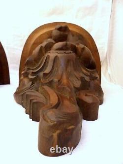 RARE Pair Huge 13 Walnut Wood Carved Wall Console French Church Rococo Shell