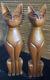 Rare Matching Pair Male/female Mcm Hand Carved Cat Sculptures Teak Wood 20 T