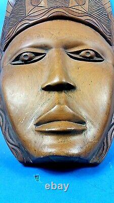 Rare Pair of Heavy African Masks Masterfully Carved Vintage Antique Wood Mask