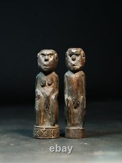 Rare Tribal carved charm wood statuette couple Timor Leste #oceanic #