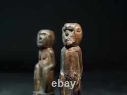 Rare Tribal carved charm wood statuette couple Timor Leste #oceanic #