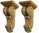 Regency Kitchen Wooden Corbels, Pair Of Range Hood Brackets Carved Pine, Pn337