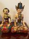 Vintage Indonesian Hand Carved Wood Painted Statues Couple Loro Blonyo Set Of 2