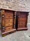 Vintage Pair Bow Front Empire Carved Solid Wood Bedside Tables Side Table Drawer