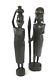 Vintage Pair Of Carved African Tribal Very Heavy Ebony Wood Statues 14 Inches