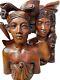 Vtg Balinese Portrait Figural Wood Carved Sculpture Man Woman Pair Klungkung
