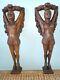 Wow! Pair Antique Carved Mahogany Sexy Corbels Wall Sconces Wood Shelf Brackets