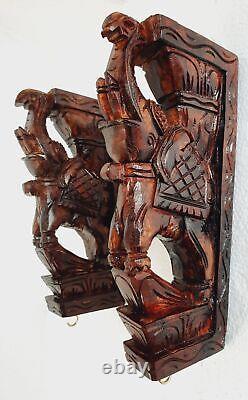Wooden Corbel/Bracket Elephant Pair. Wall décor. Carved from wood. 12 size