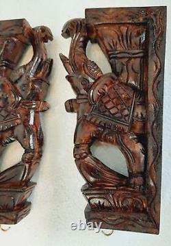 Wooden Corbel/Bracket Elephant Pair. Wall décor. Carved from wood. 12 size