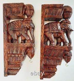 Wooden Corbel/Bracket Elephant Pair. Wall décor. Carved from wood. 18 size