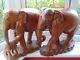 X Large 15 Tall Solid Teak Wood Hand Carved Elephant Pair Sculpture