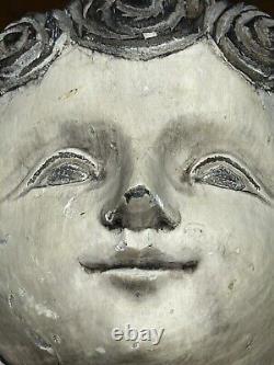 2 Angelots Putti sculptés à la main en bois LOT de deux visages MIX ailes Art populaire Plaques