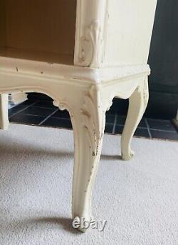 2 X Tables de chevet en bois massif blanc de style français Shabby Chic Art Nouveau vintage