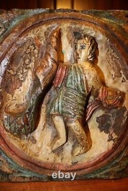 Antique 10 Paire de Reliefs Murales en Bois Sculpté à la Main Espagnols Espagne Ange Putto