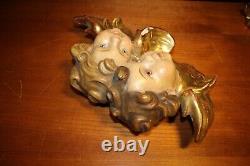 Antique XXL 15 paires de têtes d'angelot putto en bois sculpté à la main pour décoration murale - Cadeau