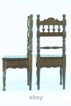 Chaise miniature en bois breton / bretonne, meubles sculptés à la main, art populaire x 2
