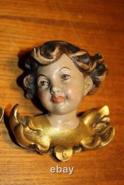 Figure d'ange putto chérubin en bois sculpté à la main de 4 paires d'Allemagne.