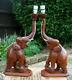 Grande Paire De Lampes De Table En Bois Sculpté à La Main, Style Antique Indien