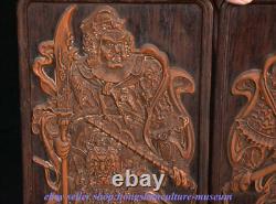 Paire d'écrans de dieux de la porte Qin Shubao et Yu Chigong en bois sculpté de Huanghuali de Chine 14