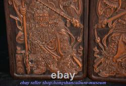 Paire d'écrans de dieux de la porte Qin Shubao et Yu Chigong en bois sculpté de Huanghuali de Chine 14