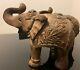 Paire D'éléphants En Bois Antique Sculptés à La Main Du Rajasthan, Sculpture D'art De L'inde