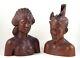 Paire De Bustes D'homme Et De Femme Sculptés à La Main De Klungkung Bali Indonésie En Bois Dur De Grande Taille 12