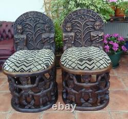 Paire de chaises tribales africaines 1930, livraison gratuite en Angleterre
