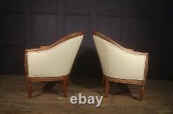 Paire de fauteuils Art Déco français en bois de poirier sculpté, antique, vintage, original