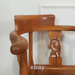 Paire de fauteuils d'angle en bois sculpté et teinté de style chinois F219