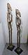 Paire De Statues De Couple De Pilonneur De Rythme Senufo Africain En Bois Sculpté