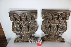 Panneaux de meuble figuratifs en bois sculpté vintage représentant un cheval mythologique
