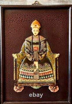 Panneaux de plaques en bois sculpté à la main incrustés d'ancêtres chinois vintage
