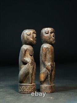 Rare Statuette en bois sculpté de charme tribal couple Timor Leste #océanique #