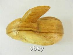 Sculpture de lapins en bois sculptés à la main Paire de lapins bébés finition naturelle