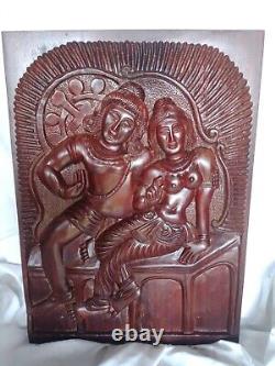 Sculpture en bois faite à la main : Couple d'amoureux historiques, tentures murales sri lankaises.