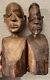 Sculpture En Bois Rare En Paire, Vintage, Exotique, Tête Tribale Africaine Sculptée à La Main, 4 Kg.