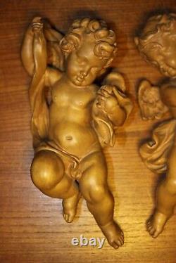 Statue de Putto Cherbu en bois sculpté à la main par Anri Pair 11 Italie