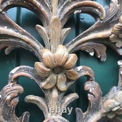 Superbe paire de luminaires muraux italiens en bois sculpté vintage AF Firenze